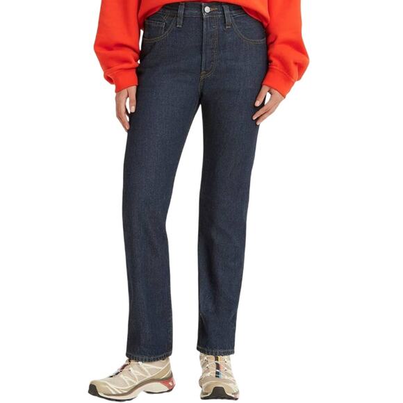 Levi's Denim - Levi's 501 Straight Leg Jeans Button Fly Dark Wash Denim Cotton Blue 26x30